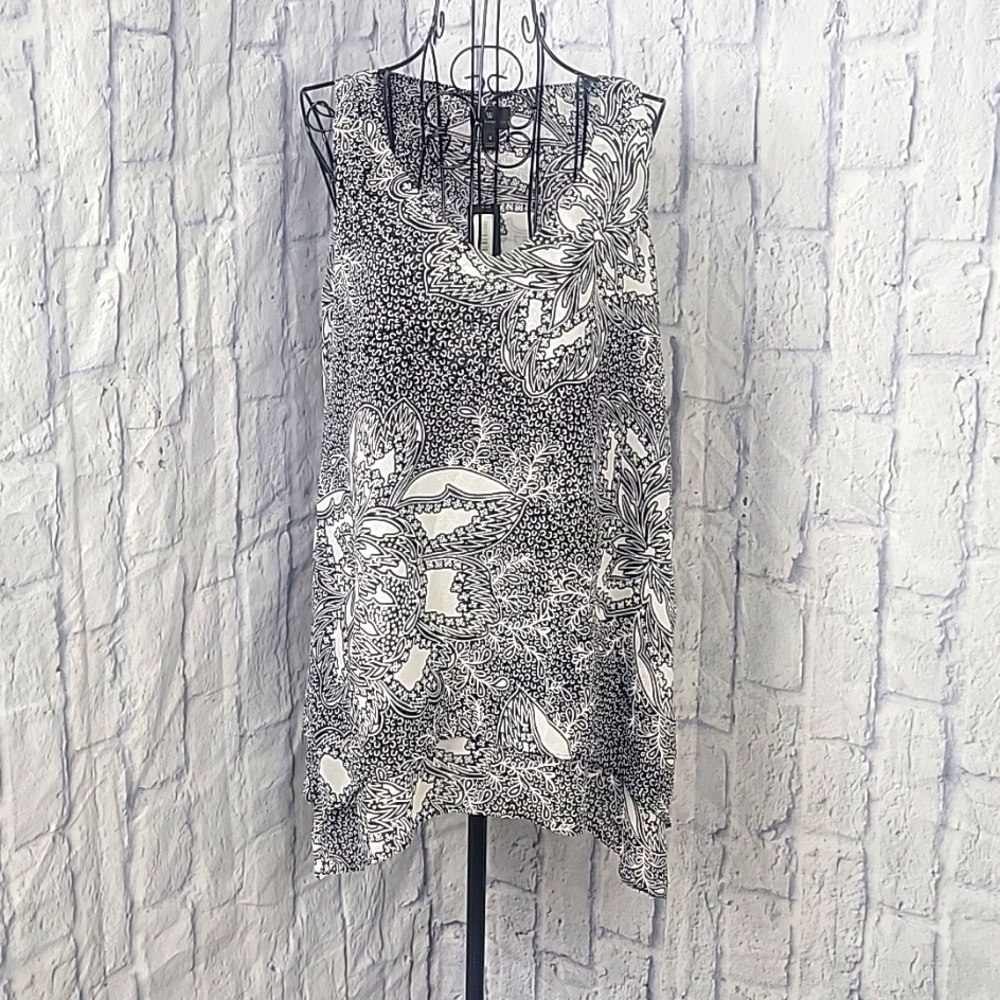 WORTHINGTON Sophie Black and White Floral Sleeveless Women's Blouse S NWT